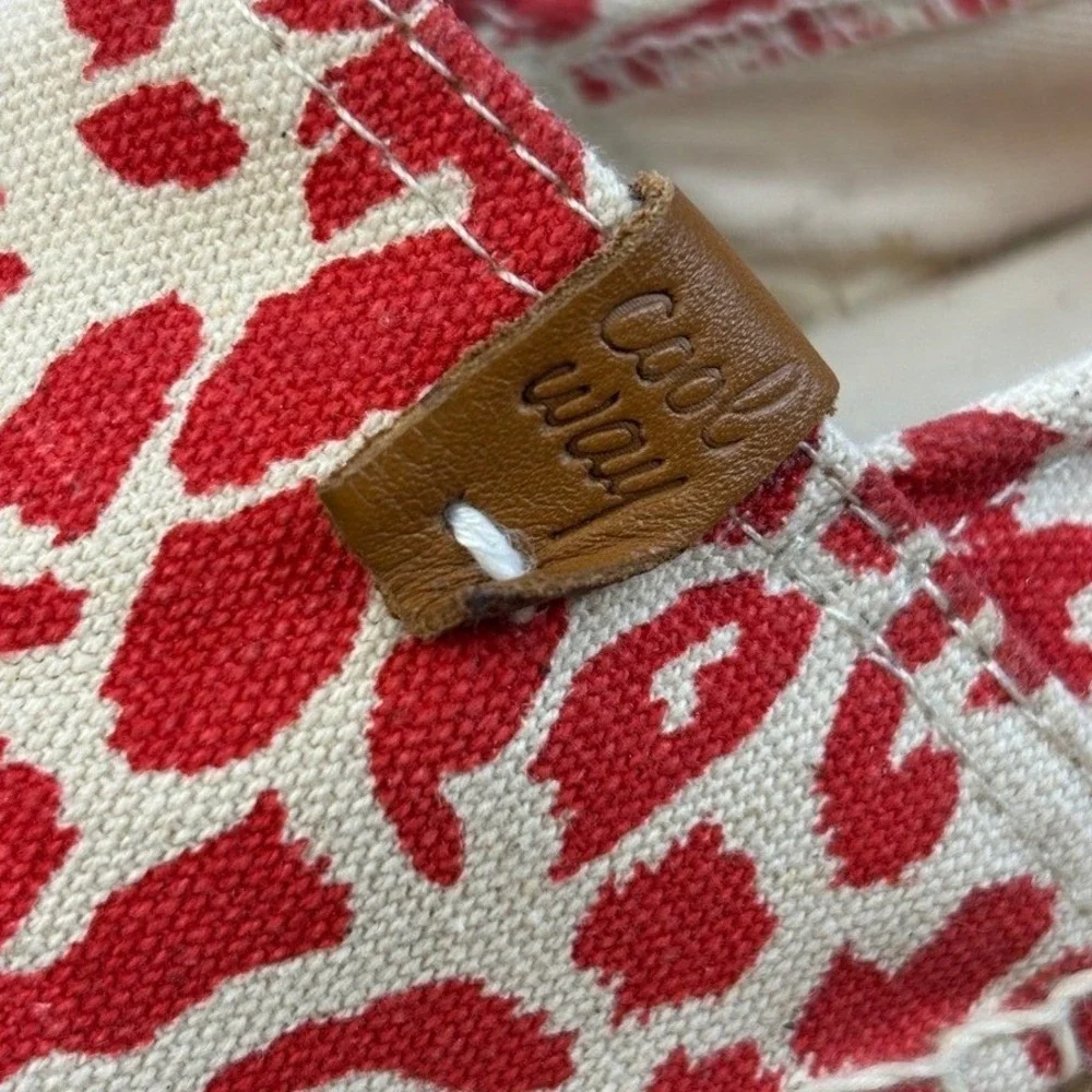 Coolway Leopard Print Espadrille Flats Size 10.5 Red Animal‎ Print Slip On Shoes